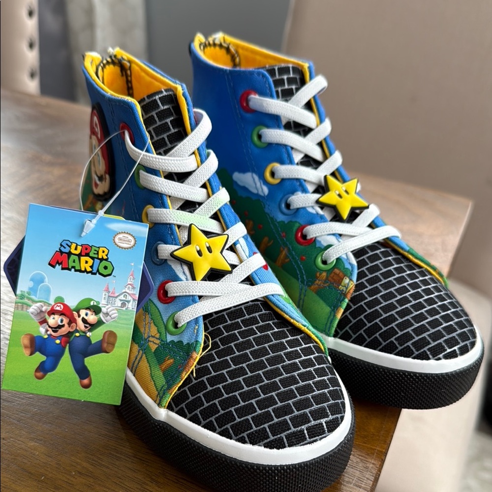 NWT: Nintendo Super Mario Kids Sneakers - Blue, Black, Yellow